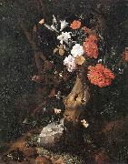 RUYSCH, Rachel Flowers on a Tree Trunk af oil painting on canvas